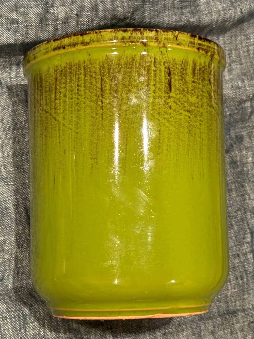 Green Ceramic Planter Pot, kitchen utensils holder- De Silva Made in Italy